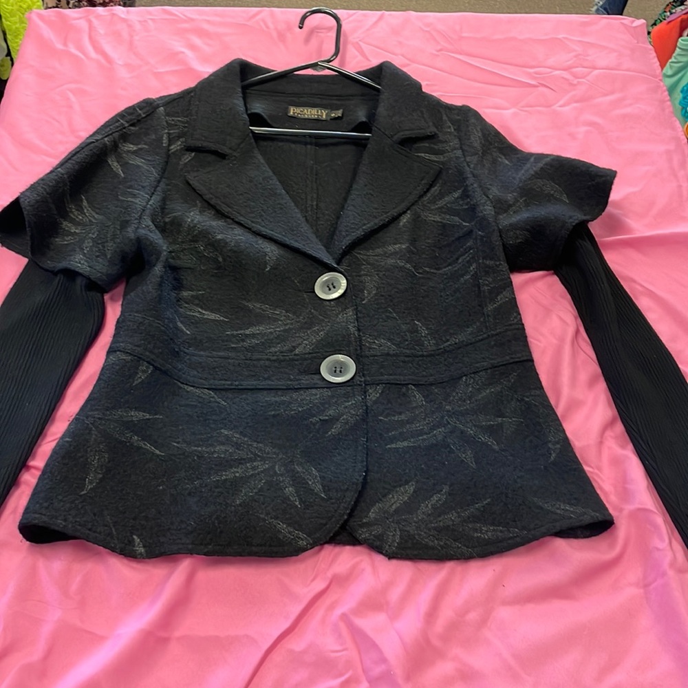 Wool Jacket Very Nice Leaf Print - image 1